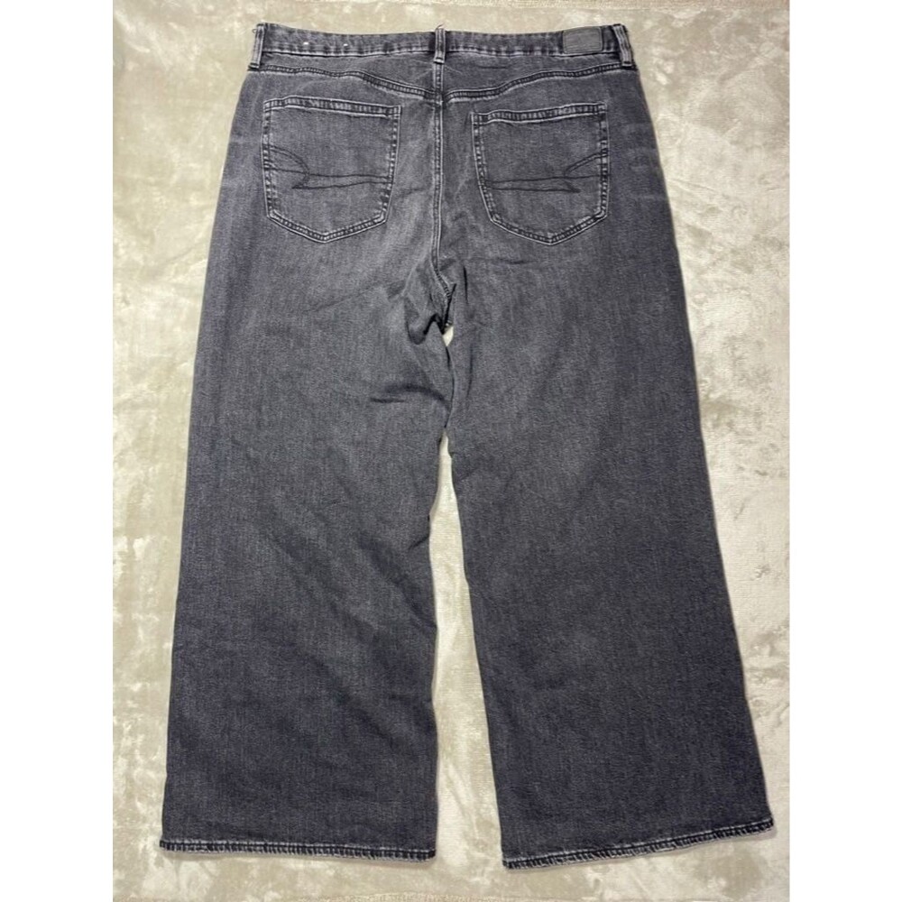 American Eagle Baggy Wide Leg Jeans Women Size 20 Black Curvy Super High Rise - Picture 12 of 15